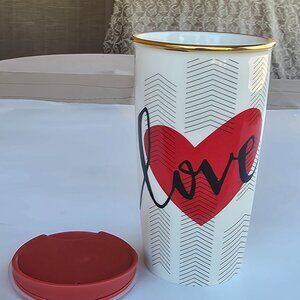 Starbucks Valentine Day Red Heart Love Ceramic Traveler Tumbler Mug 12oz